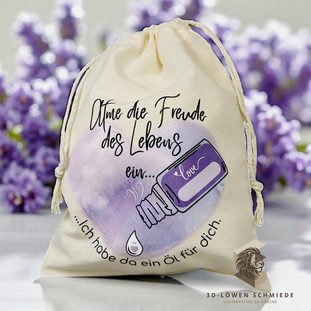 Baumwollbeutel mit Lavendel Motiv. Geschenkbeutel für ätherische Öle, Aromatherapie, Aufbewahrungsbeutel Natur, Kosmetikbeutel, Stoffbeutel