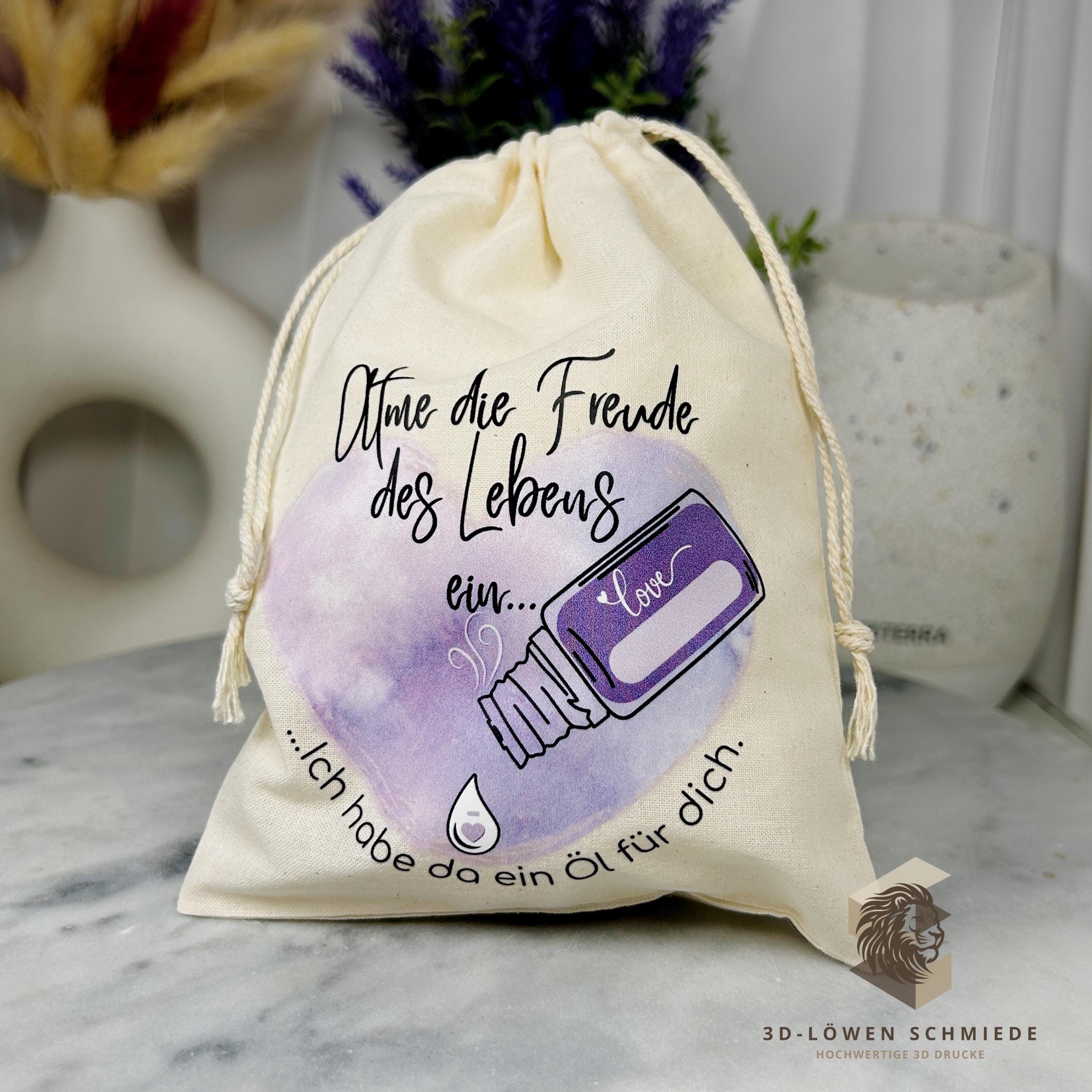 Baumwollbeutel mit Lavendel Motiv. Geschenkbeutel für ätherische Öle, Aromatherapie, Aufbewahrungsbeutel Natur, Kosmetikbeutel, Stoffbeutel