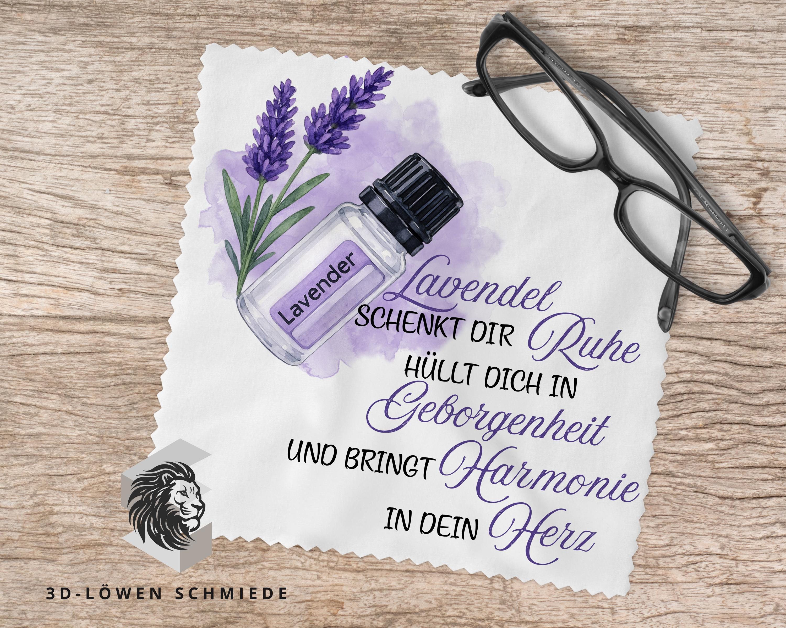 Brillenputztuch 14x14 cm Lavendel Mikrofaser mit Spruch personalisiert mit Name oder neutral
