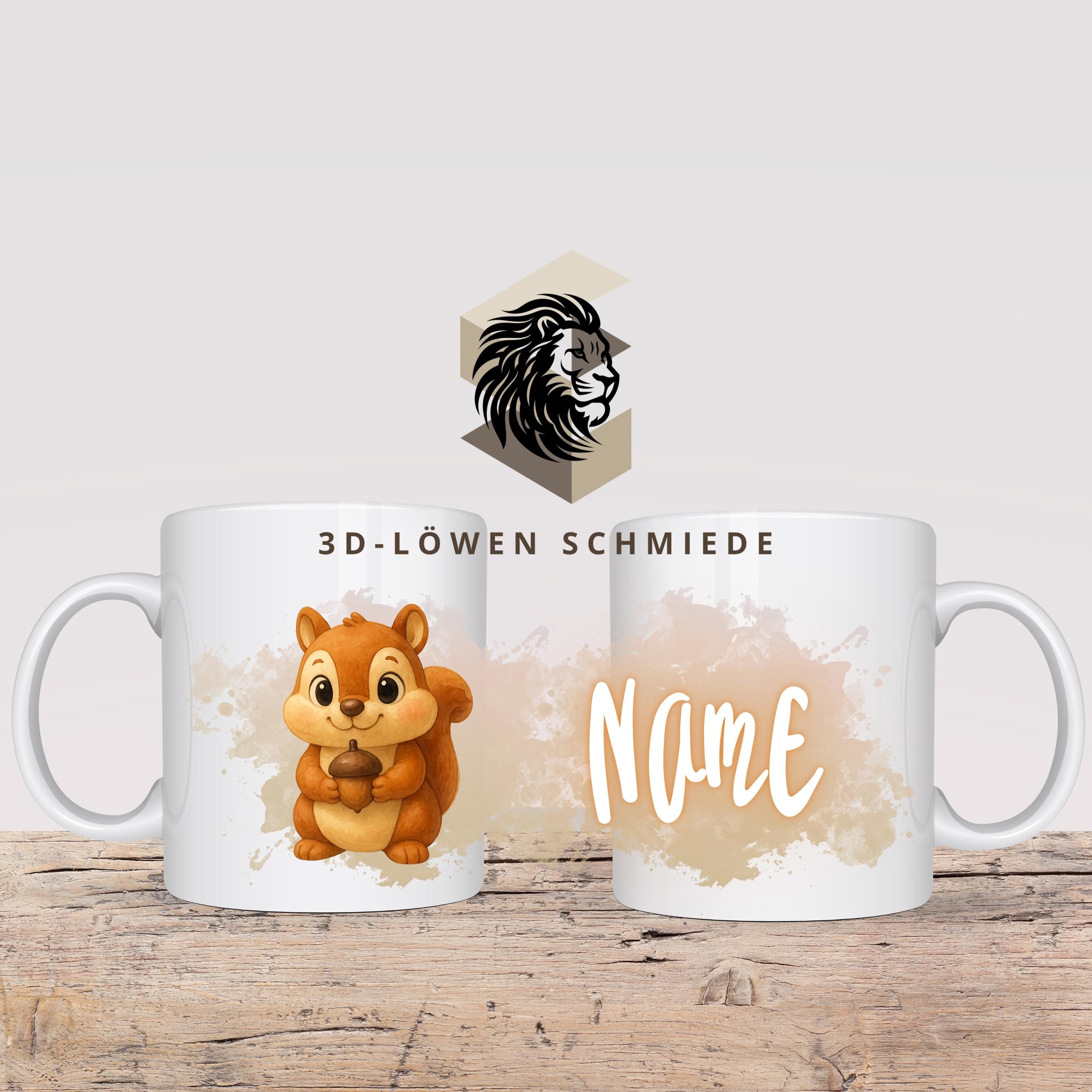 Personalisierte Tasse mit Namen Eichhörnchen | Kaffeetasse Sublimation | Geschenkidee für Jungs & mädchen | Custom Mug Coffee Cup