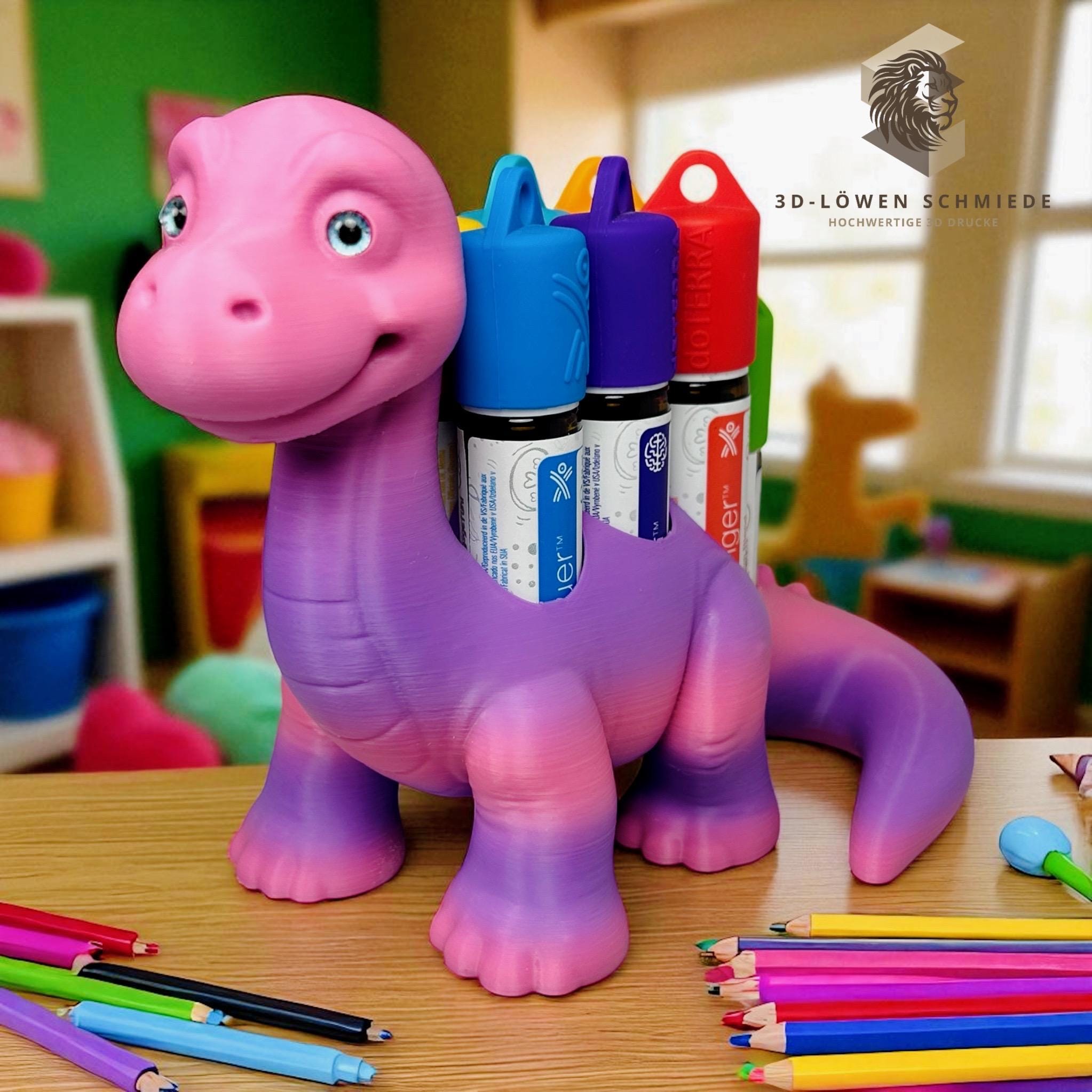 doTERRA Kids Collection Aufsteller für Ätherische Öle, Dino „Milo“ Platz für 7x 10ml Roll-Ons stilvolle Aufbewahrung, Praktisch, Einzigartig
