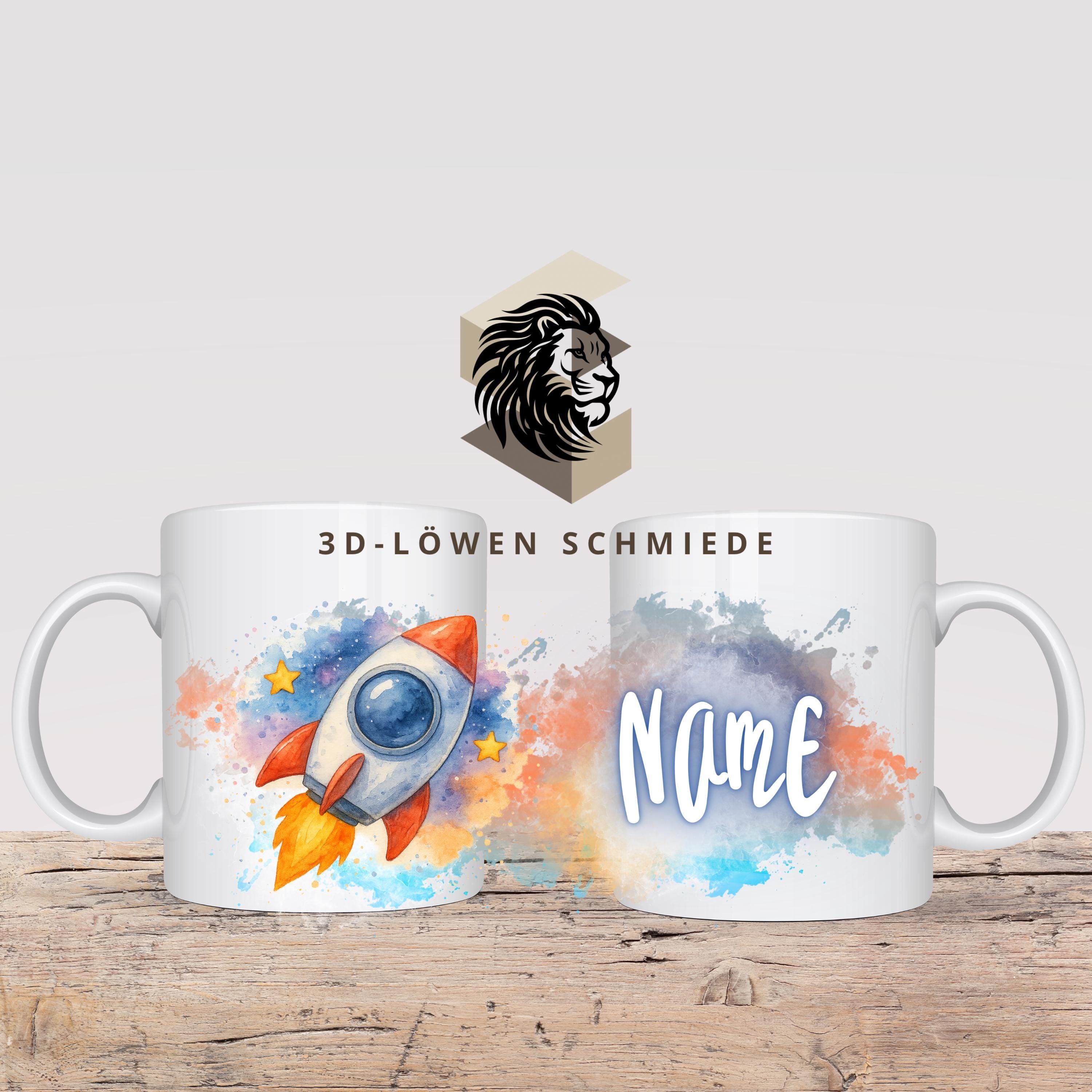 Personalisierte Tasse „Rakete“ mit Name  Geschenkidee für Geburtstag, Weihnachten, Kollegen und Familie
