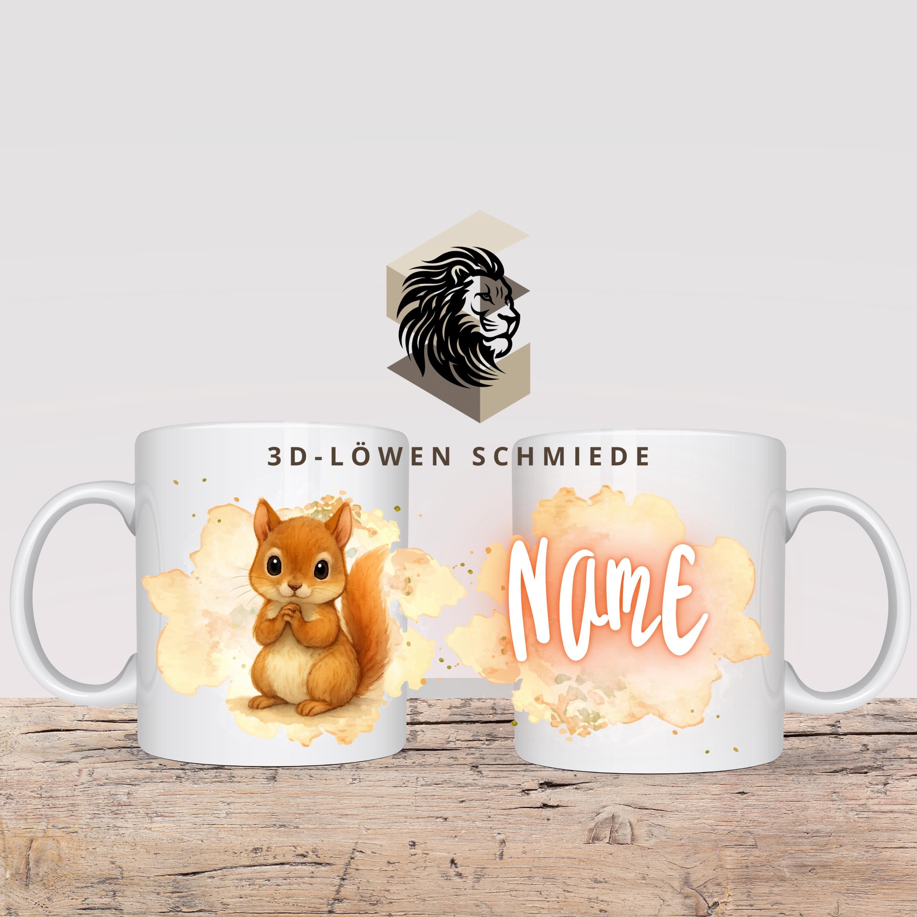 Personalisierte Tasse „Eichhörnchen“ mit Name Geschenkidee für Geburtstag, Weihnachten, Kollegen und Familie