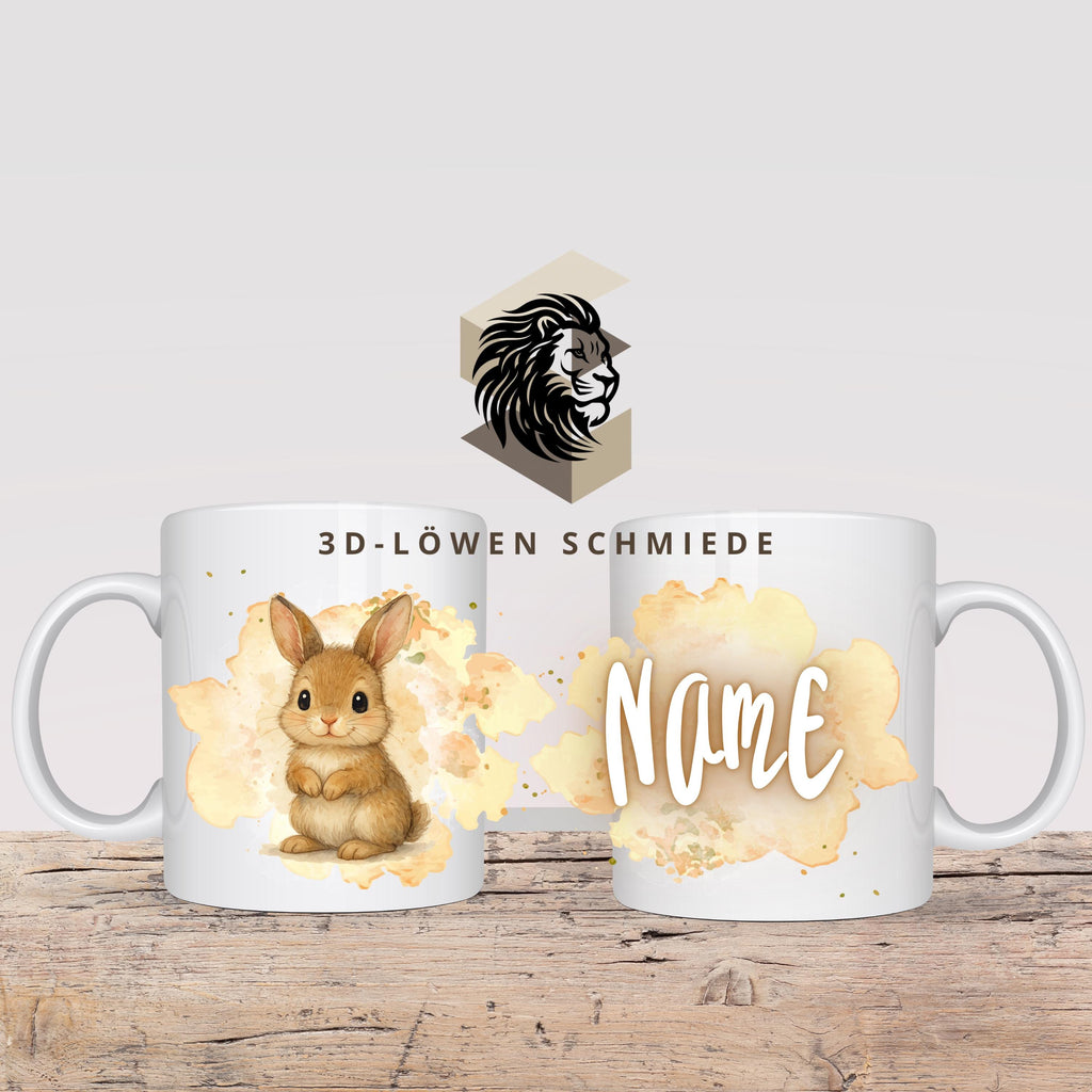 Personalisierte Tasse Hase mit Name Geschenkidee für Geburtstag, Weihnachten, Kollegen und Familie