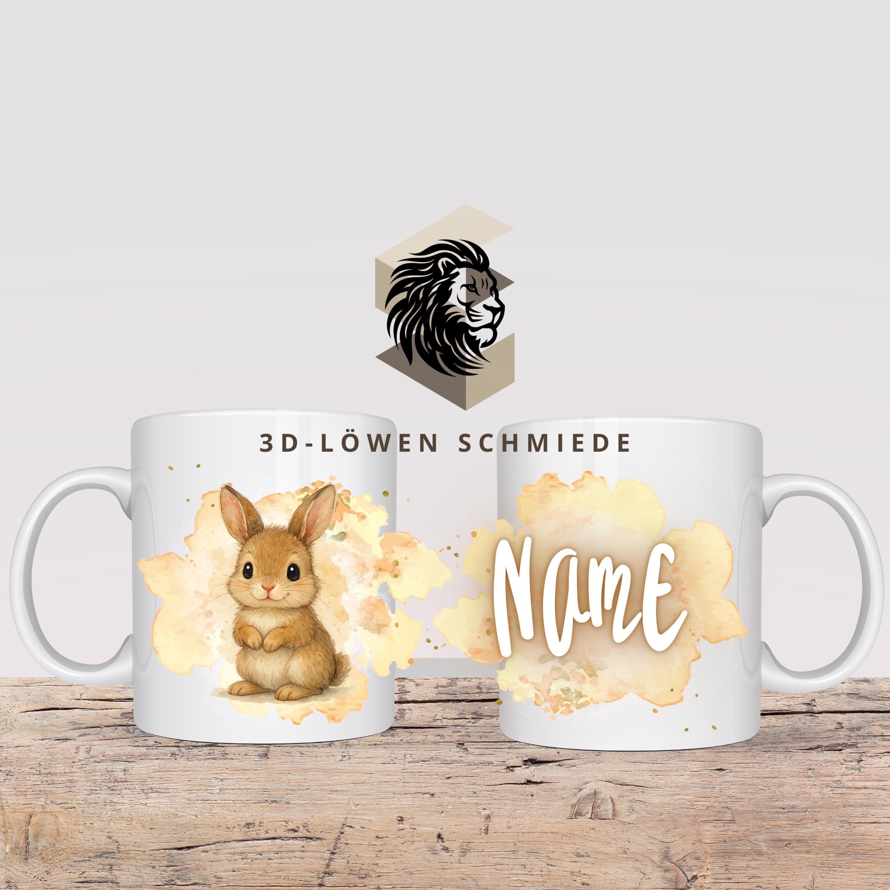 Personalisierte Tasse Hase mit Name Geschenkidee für Geburtstag, Weihnachten, Kollegen und Familie