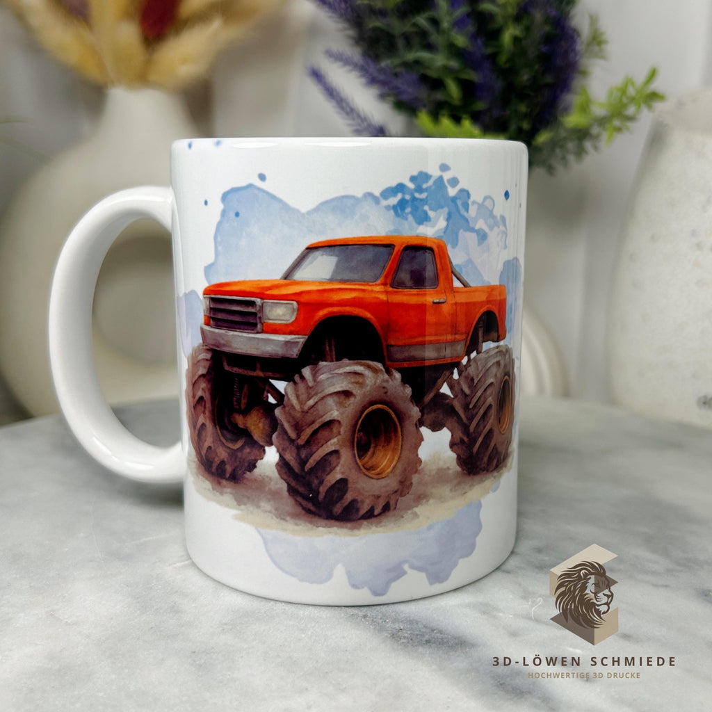 Personalisierte Tasse „Monstertruck“ mit Name Geschenkidee für Geburtstag, Weihnachten, Kollegen und Familie