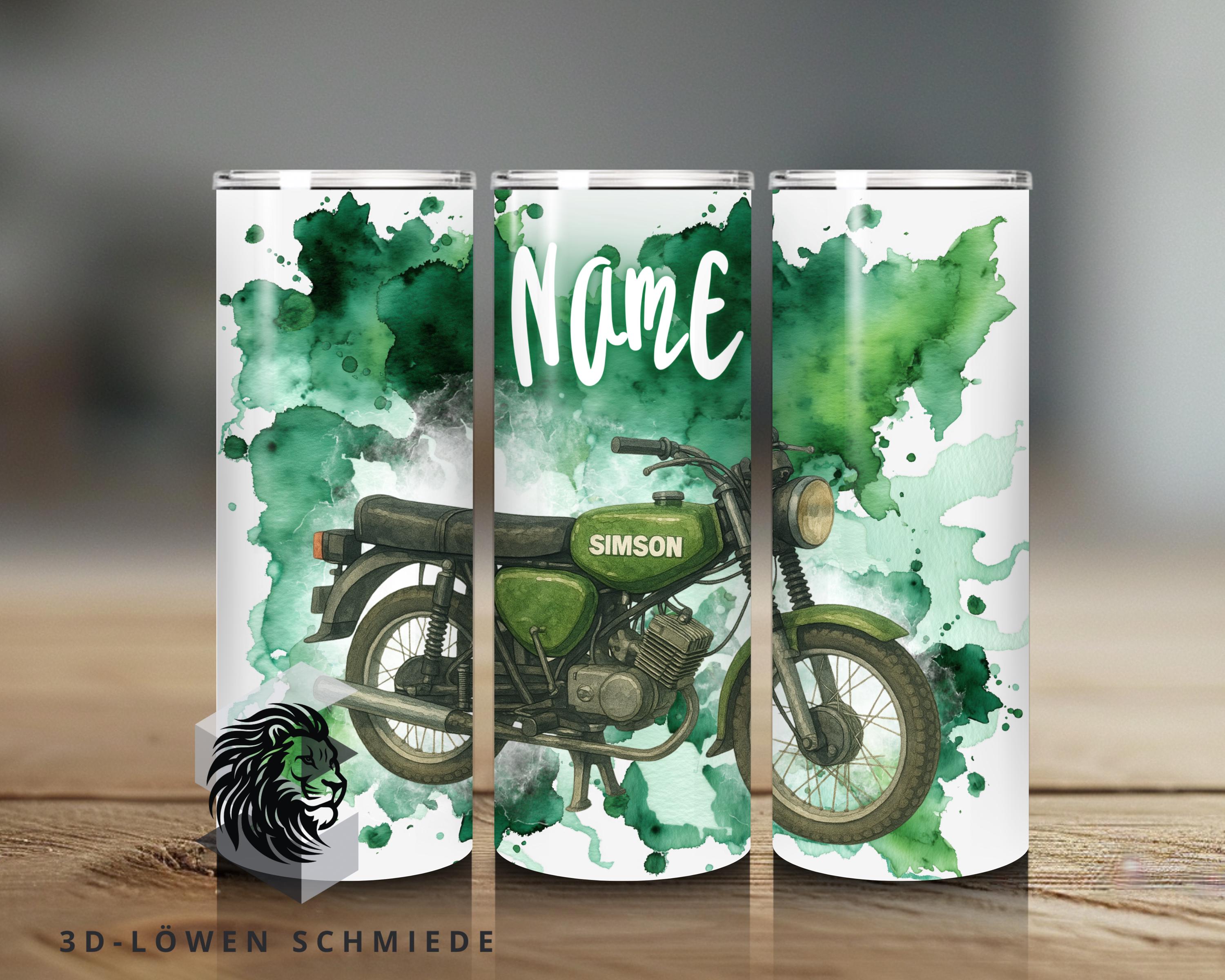 Edelstahl-Thermobecher, 20 oz (ca. 600 ml), DDR Moped Becher Ost-Mopeds & Retro-Bikes mit Namen - Geschenkidee zum Geburtstag