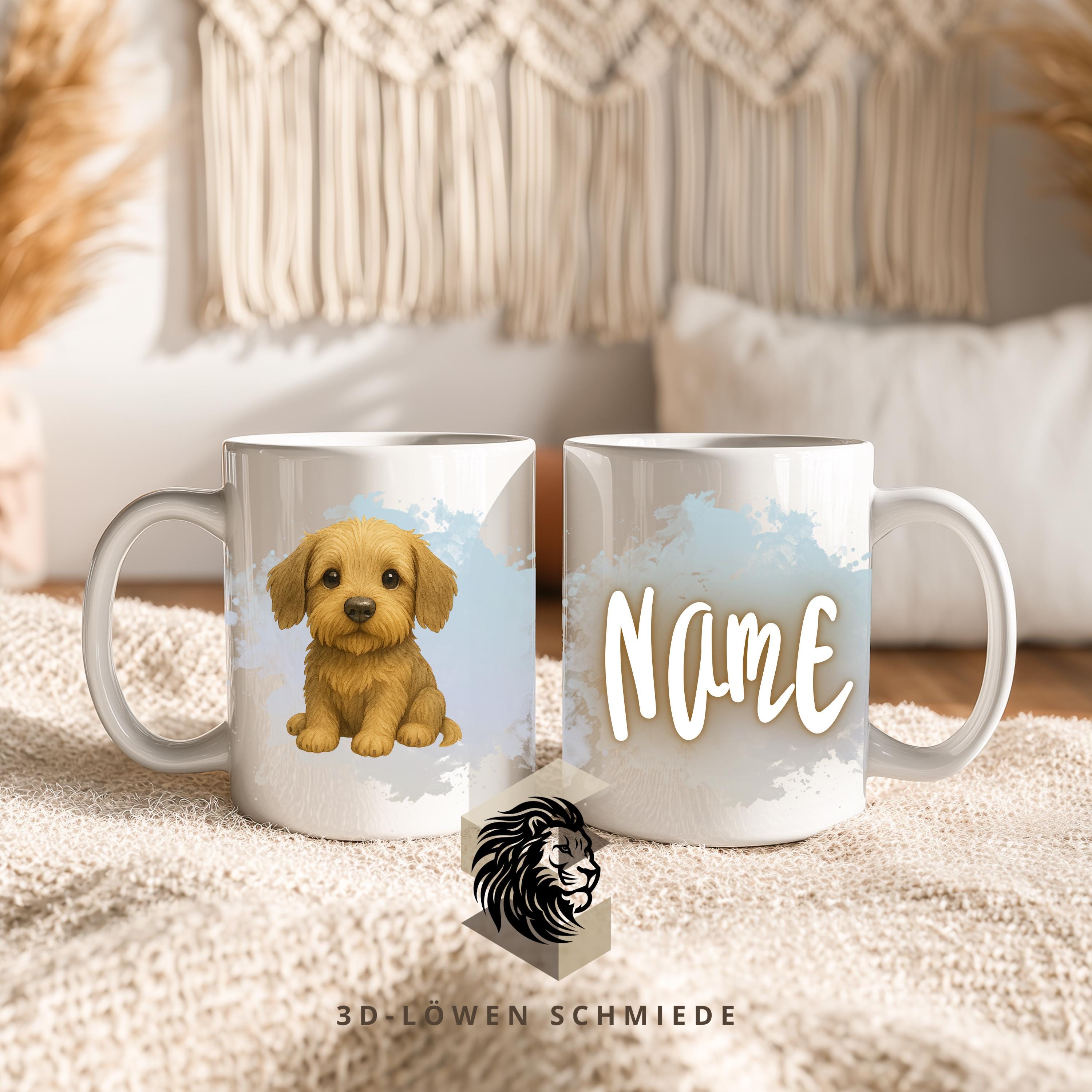 Personalisierte Tasse mit Namen Hund Welpe | Kaffeetasse Sublimation | Geschenkidee für Jungs & mädchen | Custom Mug Coffee Cup