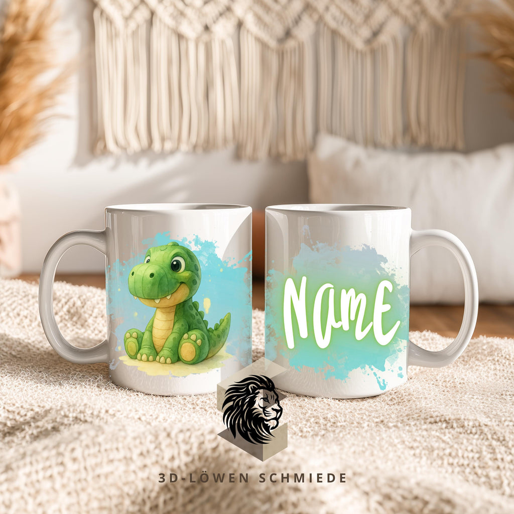 Personalisierte Tasse mit Namen Dino | Kaffeetasse Sublimation | Geschenkidee für Jungs & mädchen | Custom Mug Coffee Cup