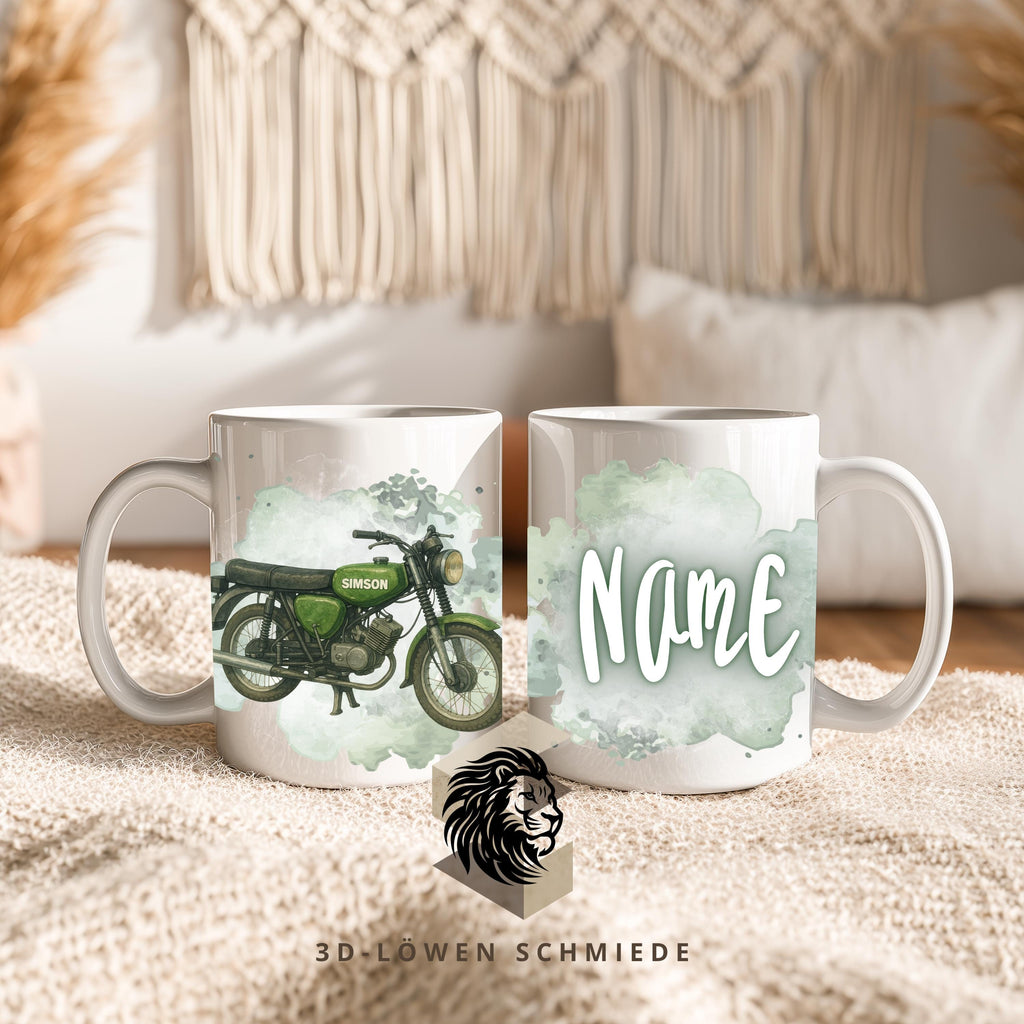 Personalisierte Tasse DDR Moped Tasse mit Name Geschenkidee für Geburtstag, Weihnachten, Kollegen und Familie