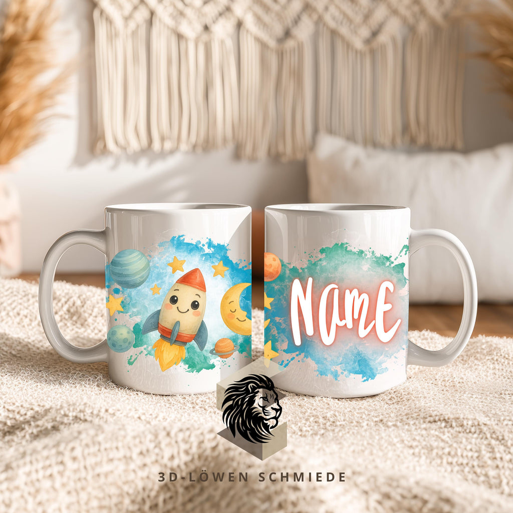 Personalisierte Tasse „Weltraum“ mit Name  Geschenkidee für Geburtstag, Weihnachten, Kollegen und Familie