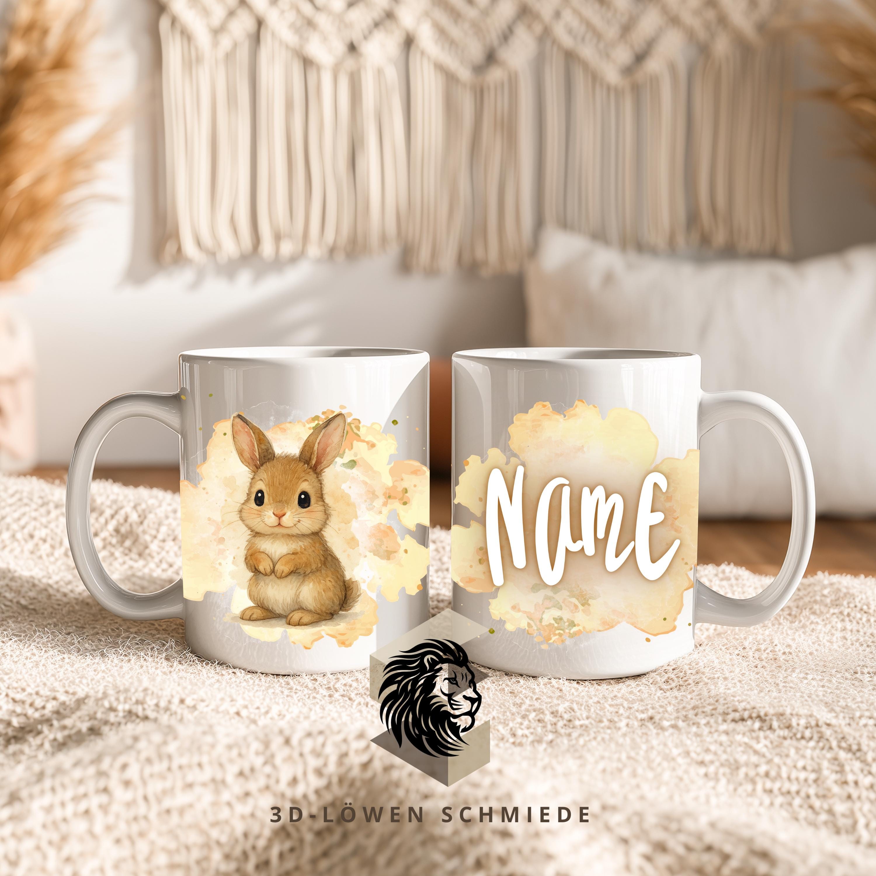 Personalisierte Tasse Hase mit Name Geschenkidee für Geburtstag, Weihnachten, Kollegen und Familie