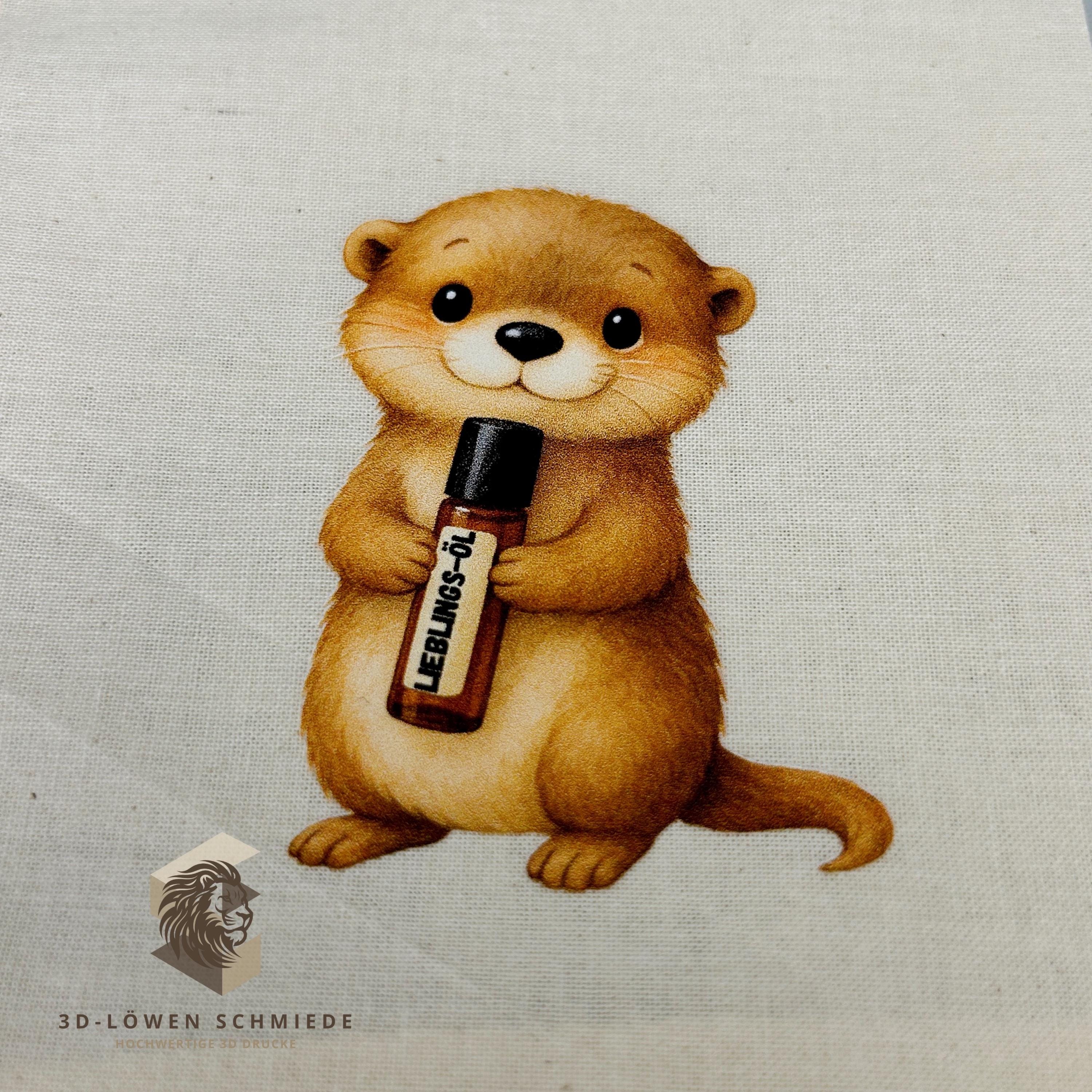 Baumwollbeutel mit Otter Motiv. Geschenkbeutel für ätherische Öle, Aromatherapie, Aufbewahrungsbeutel Natur, Kosmetikbeutel, Stoffbeutel,