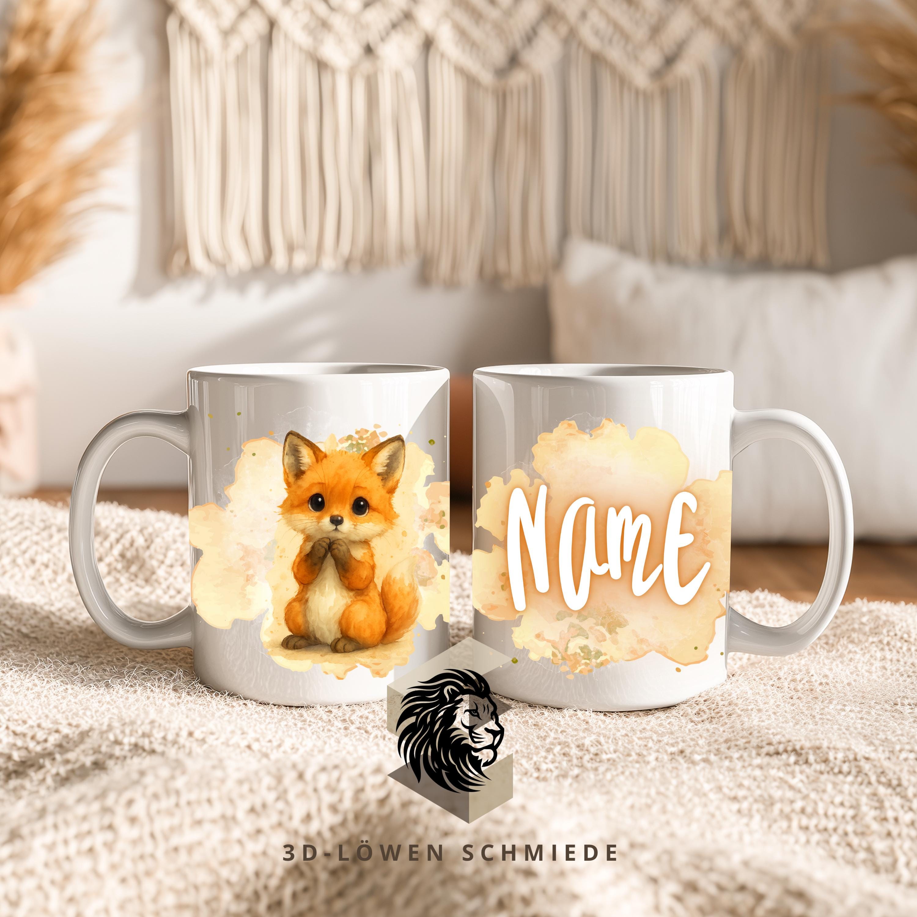 Personalisierte Tasse „Fuchs“ mit Name Geschenkidee für Geburtstag, Weihnachten, Kollegen und Familie
