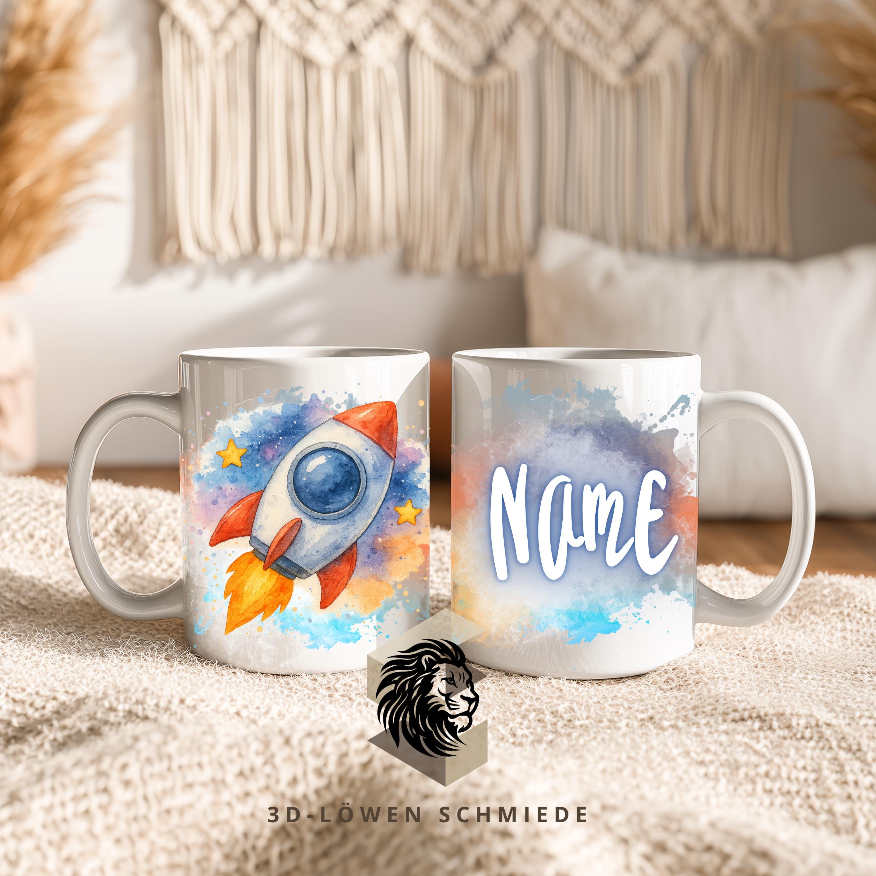 Personalisierte Tasse „Rakete“ mit Name  Geschenkidee für Geburtstag, Weihnachten, Kollegen und Familie