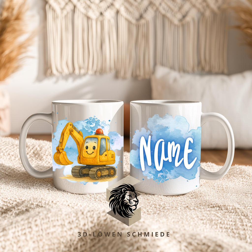 Personalisierte Tasse „Bagger“ mit Name  Geschenkidee für Geburtstag, Weihnachten, Kollegen und Familie