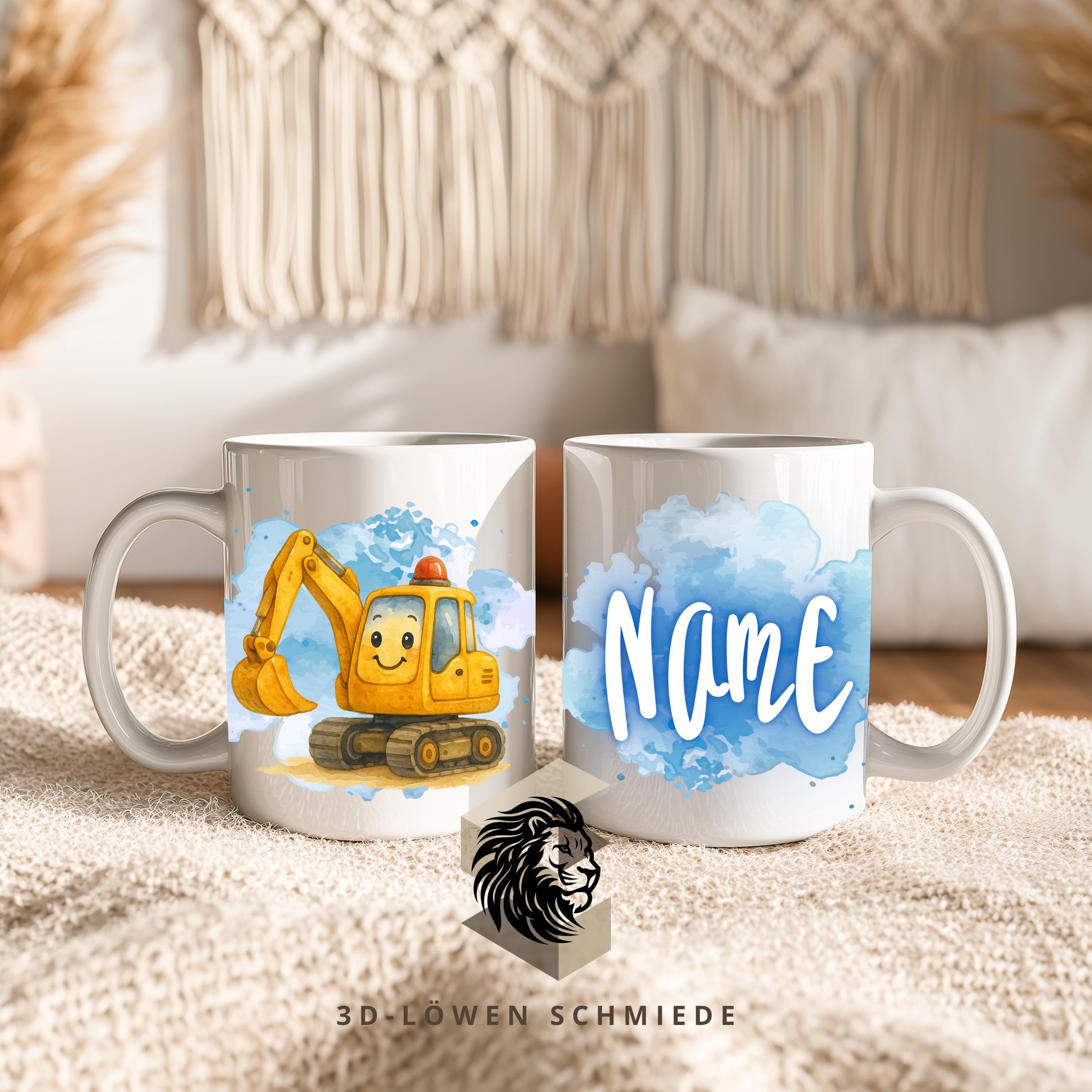 Personalisierte Tasse „Bagger“ mit Name  Geschenkidee für Geburtstag, Weihnachten, Kollegen und Familie