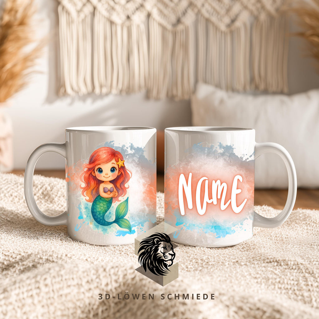 Personalisierte Tasse „Meerjungfrau“ mit Name  Geschenkidee für Geburtstag, Weihnachten, Kollegen und Familie
