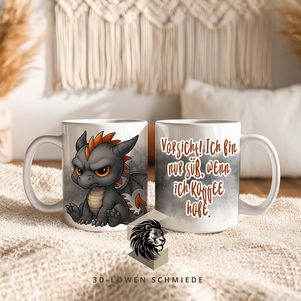 Tasse Drache lustig – personalisierte Kaffeetasse mit Name oder ohne – Spruchtasse Geschenk für Drachenfans, Kollegen & Kaffee-Liebhaber