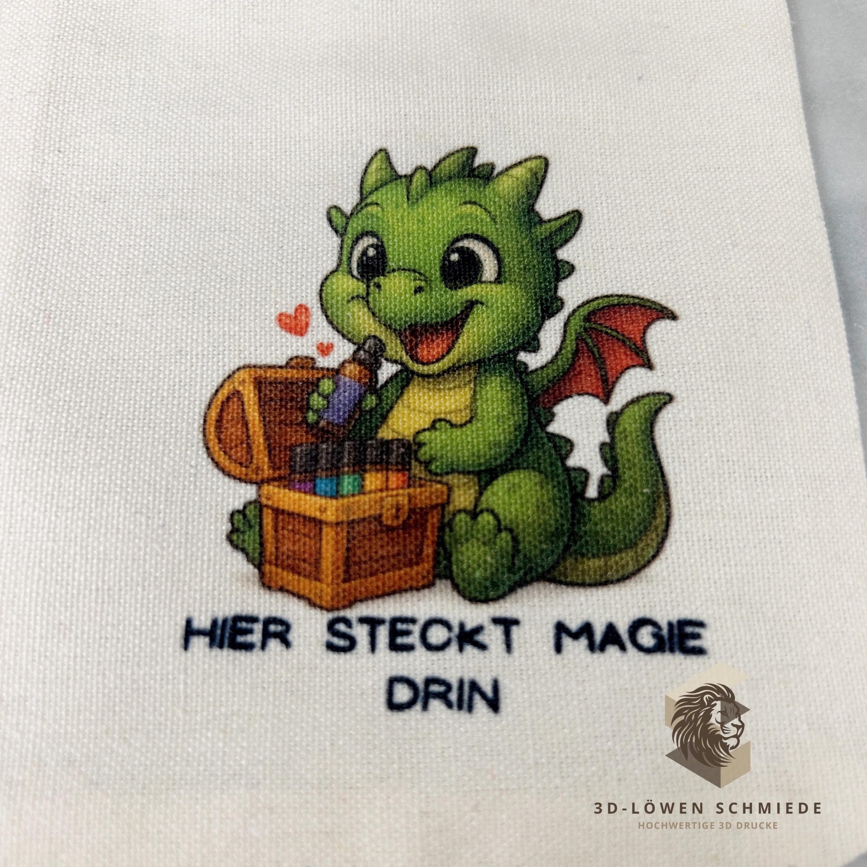 Baumwollbeutel mit Drachen Motiv. Geschenkbeutel für ätherische Öle, Aromatherapie, Aufbewahrungsbeutel Natur, Kosmetikbeutel, Stoffbeutel