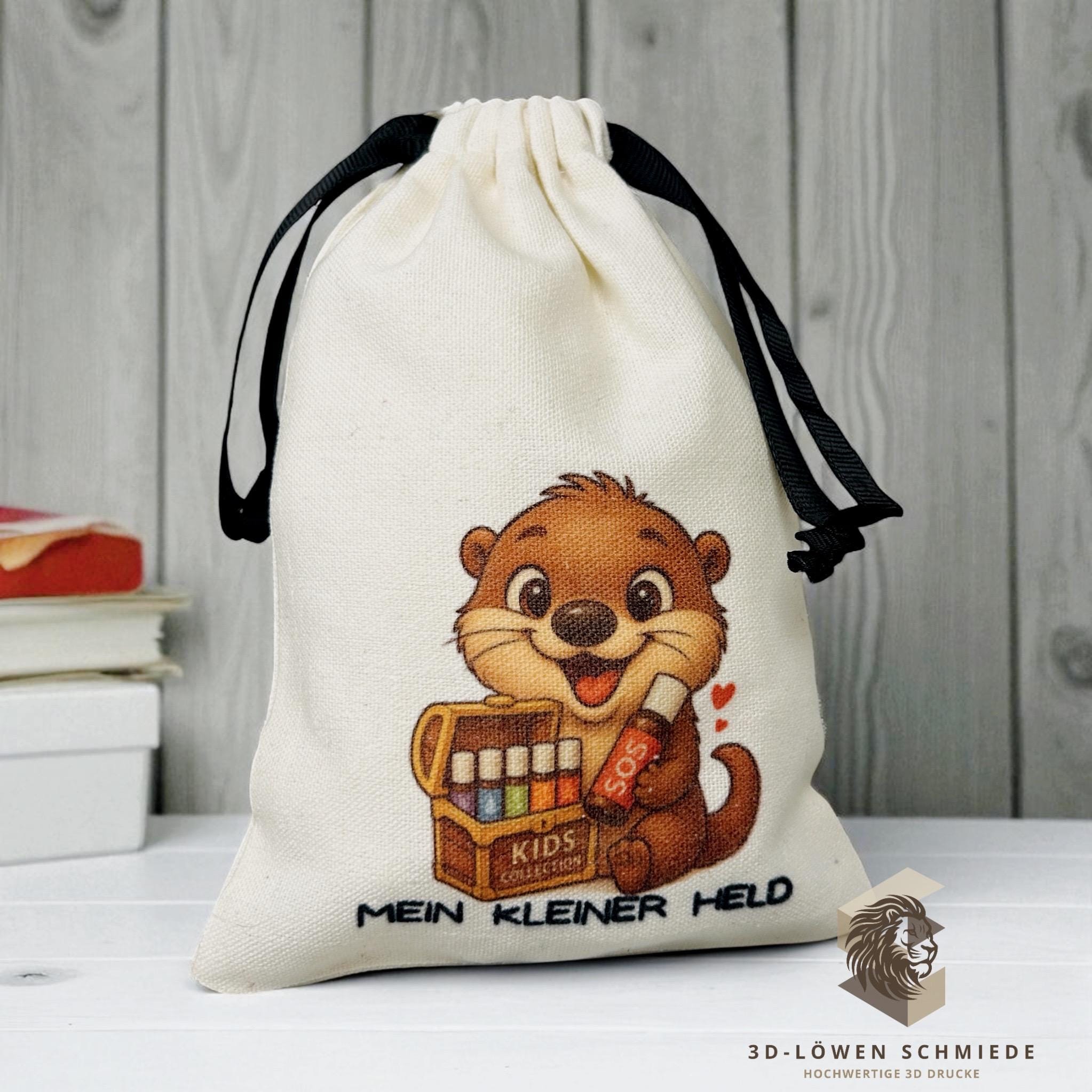 Baumwollbeutel mit Otter Motiv. Geschenkbeutel für ätherische Öle, Aromatherapie, Aufbewahrungsbeutel Natur, Kosmetikbeutel, Stoffbeutel