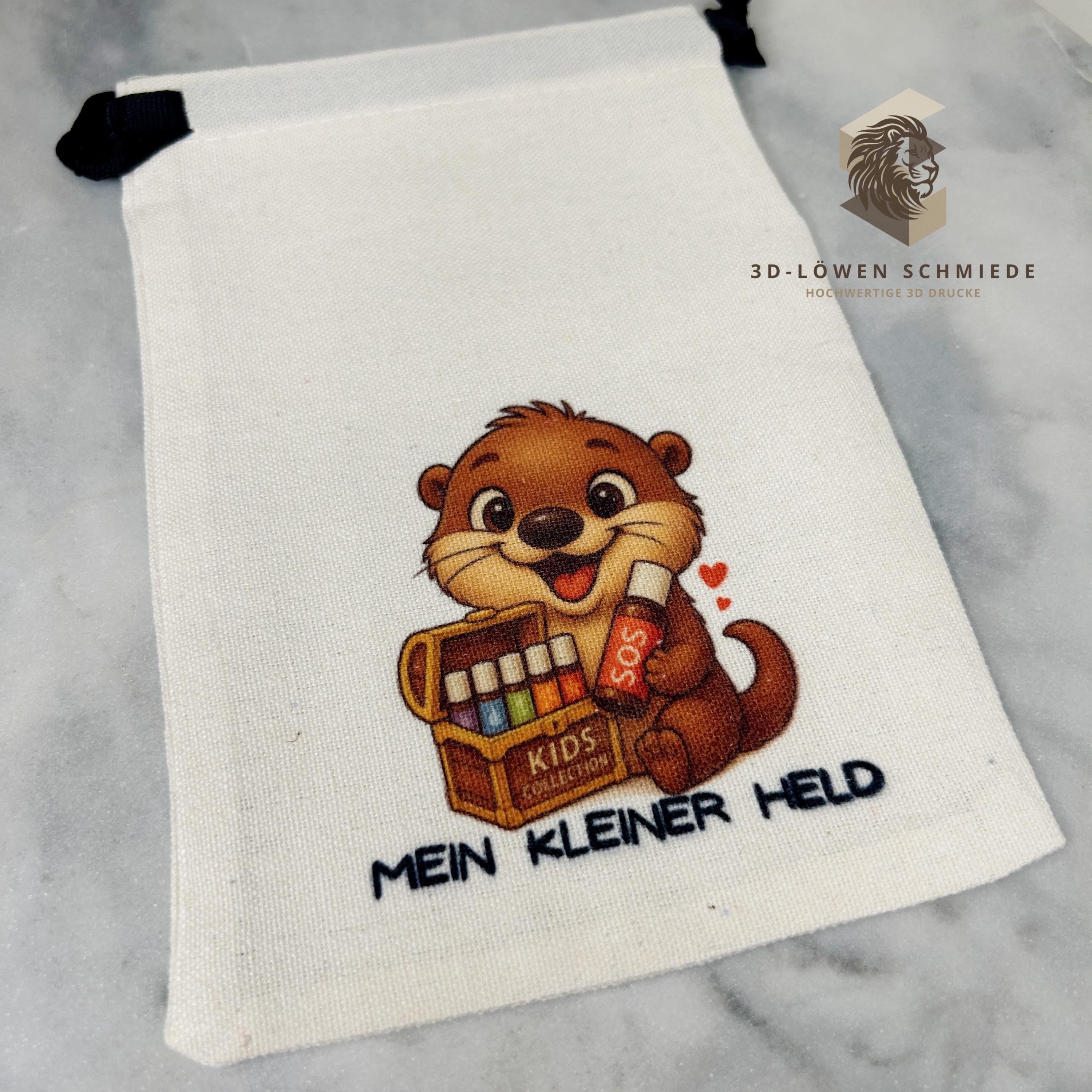 Baumwollbeutel mit Otter Motiv. Geschenkbeutel für ätherische Öle, Aromatherapie, Aufbewahrungsbeutel Natur, Kosmetikbeutel, Stoffbeutel