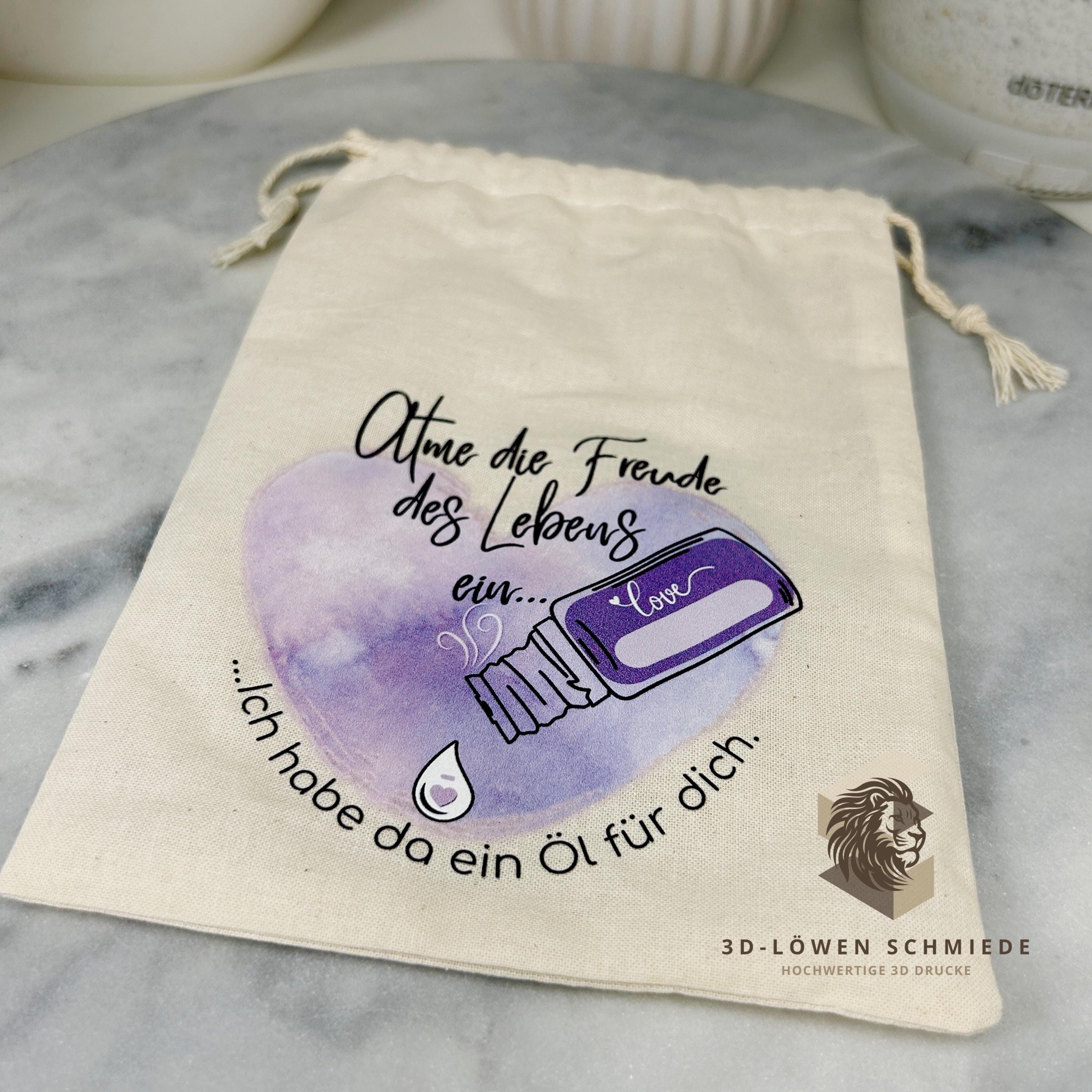 Baumwollbeutel mit Lavendel Motiv. Geschenkbeutel für ätherische Öle, Aromatherapie, Aufbewahrungsbeutel Natur, Kosmetikbeutel, Stoffbeutel