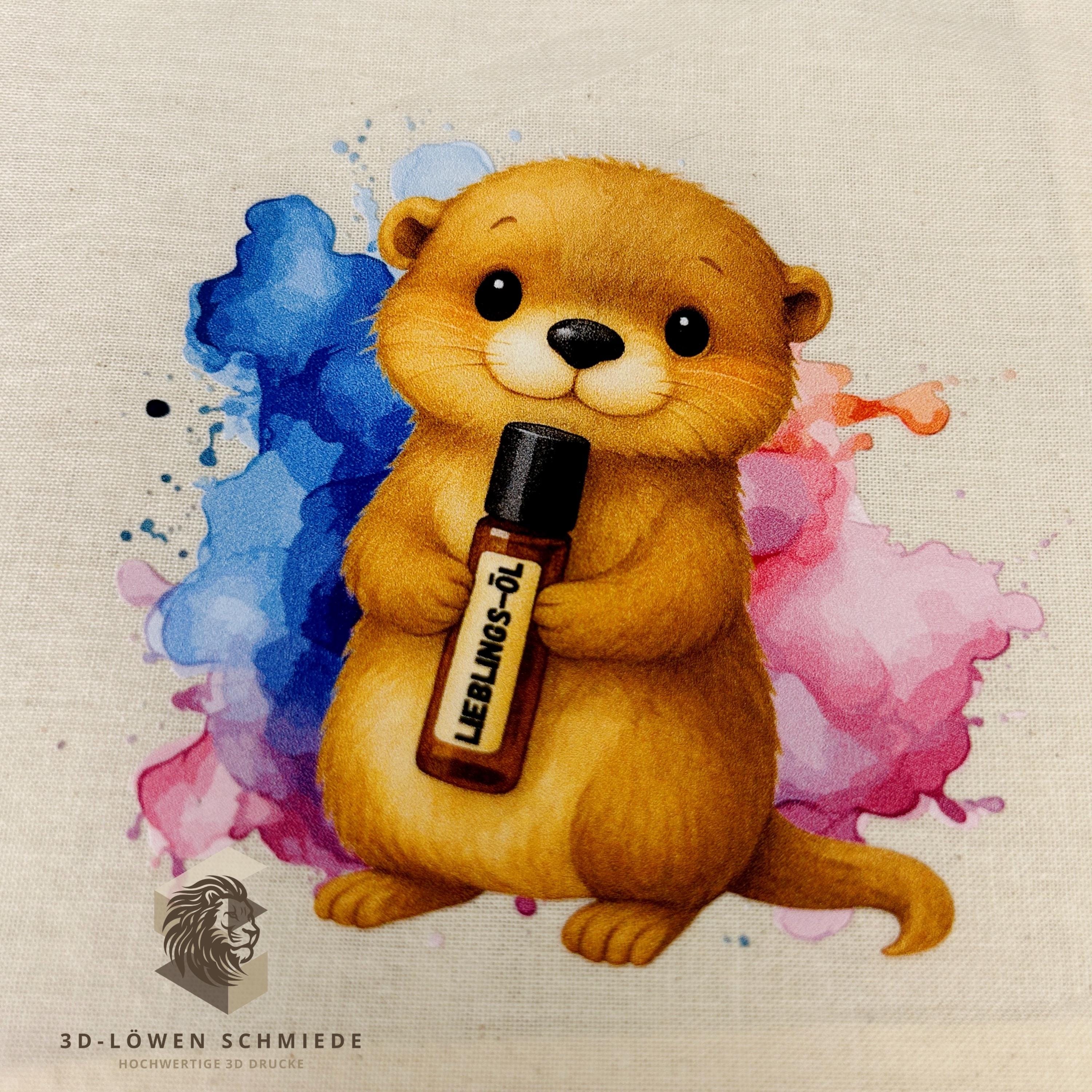 Baumwollbeutel mit Otter Motiv. Geschenkbeutel für ätherische Öle, Aromatherapie, Aufbewahrungsbeutel Natur, Kosmetikbeutel, Stoffbeutel