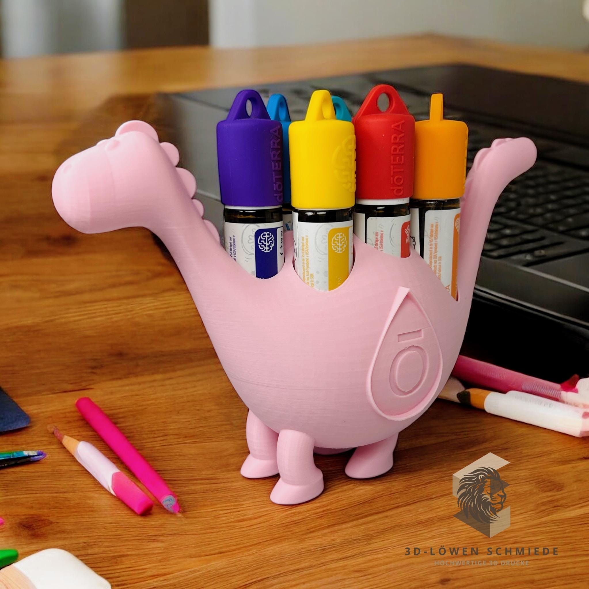 doTERRA Kids Collection Aufsteller für Ätherische Öle - Dino ROSA für 7x 10ml Roll-Ons Aufsteller