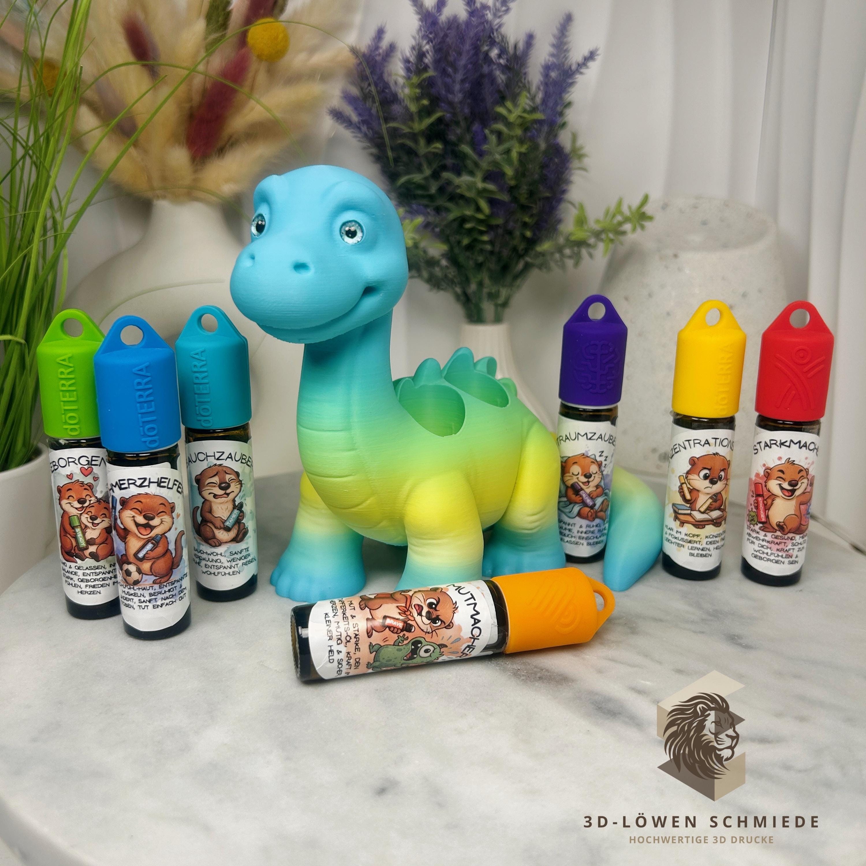 doTERRA Kids Collection Aufsteller für Ätherische Öle, Dino „Milo“ Platz für 7x 10ml Roll-Ons stilvolle Aufbewahrung, Praktisch, Einzigartig