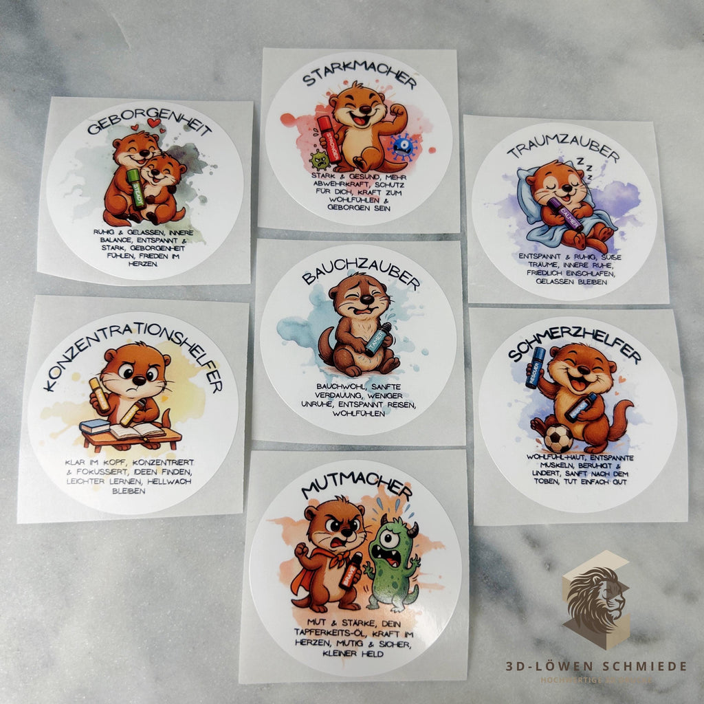 doTERRA KidsCollection Sticker / Aufkleber für 10ml Roll On’s Ätherische Öle von doterra, Stilvoller Otter Motiv, Aufbewahrung, Geschenkidee