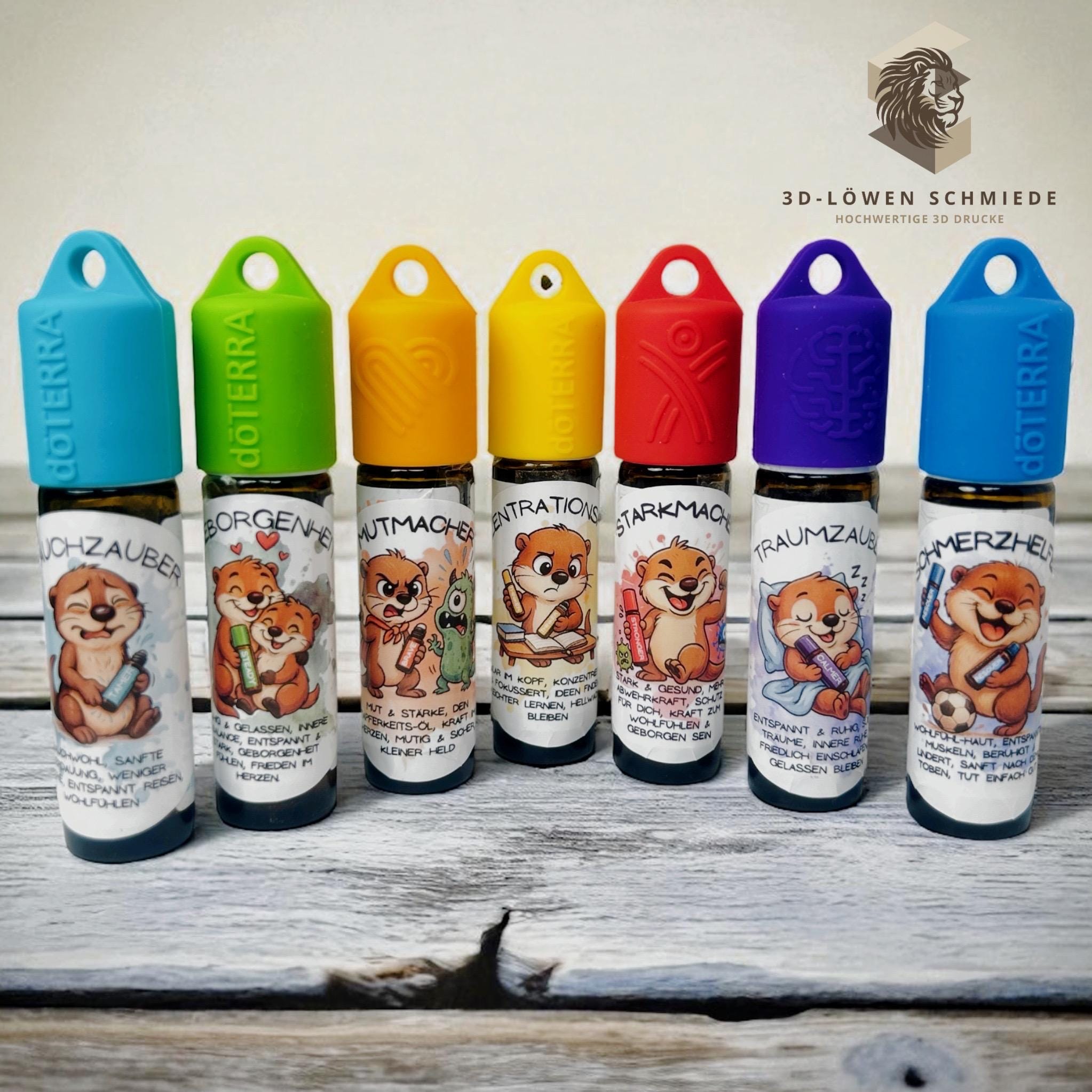 doTERRA KidsCollection Sticker / Aufkleber für 10ml Roll On’s Ätherische Öle von doterra, Stilvoller Otter Motiv, Aufbewahrung, Geschenkidee