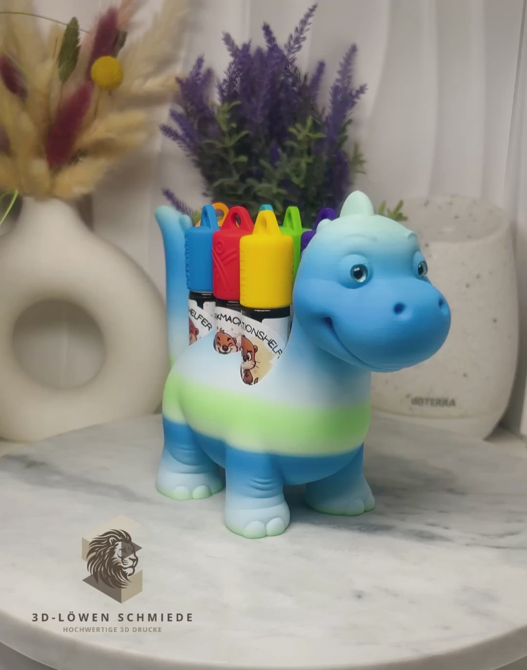 Aufsteller KidsCollection, Dino Buddy für Ätherische Öle Platz für 7x 10ml Roll On - Deko - Geschenk - Aufbewahrung