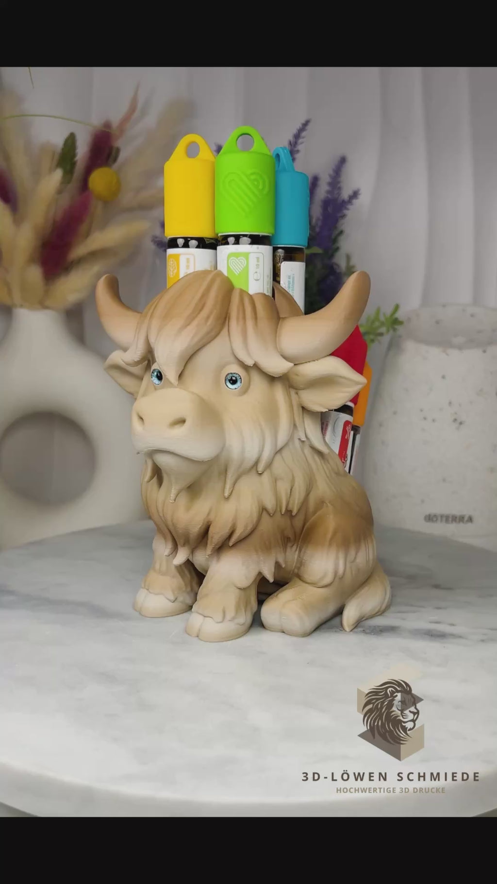 doTERRA Aufsteller KidsCollection „Karl, das Yak“ für Ätherische Öle Platz für 7x 10ml Roll On - Deko - Geschenk - Aufbewahrung