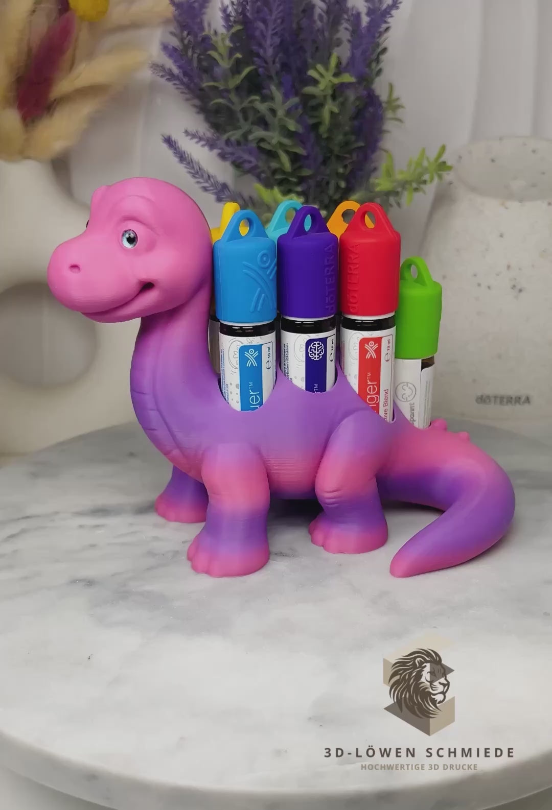 doTERRA Kids Collection Aufsteller für Ätherische Öle, Dino „Milo“ Platz für 7x 10ml Roll-Ons stilvolle Aufbewahrung, Praktisch, Einzigartig