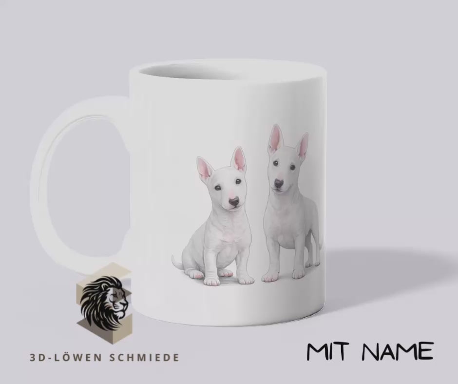 Personalisierte Miniatur Bullterrier Tasse mit Pfote & Wunschname