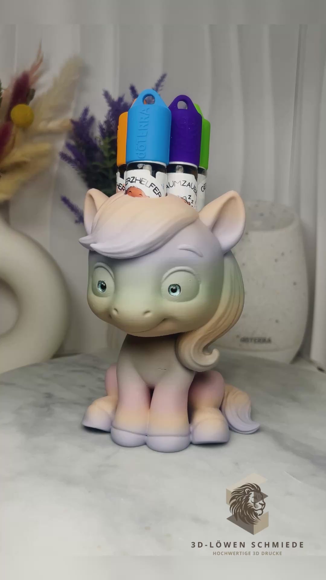 doTERRA Kids Collection Aufsteller für Ätherische Öle, Pferd „Elska“ Platz für 7x 10ml Roll Ons stilvolle Aufbewahrung, Einzigartig