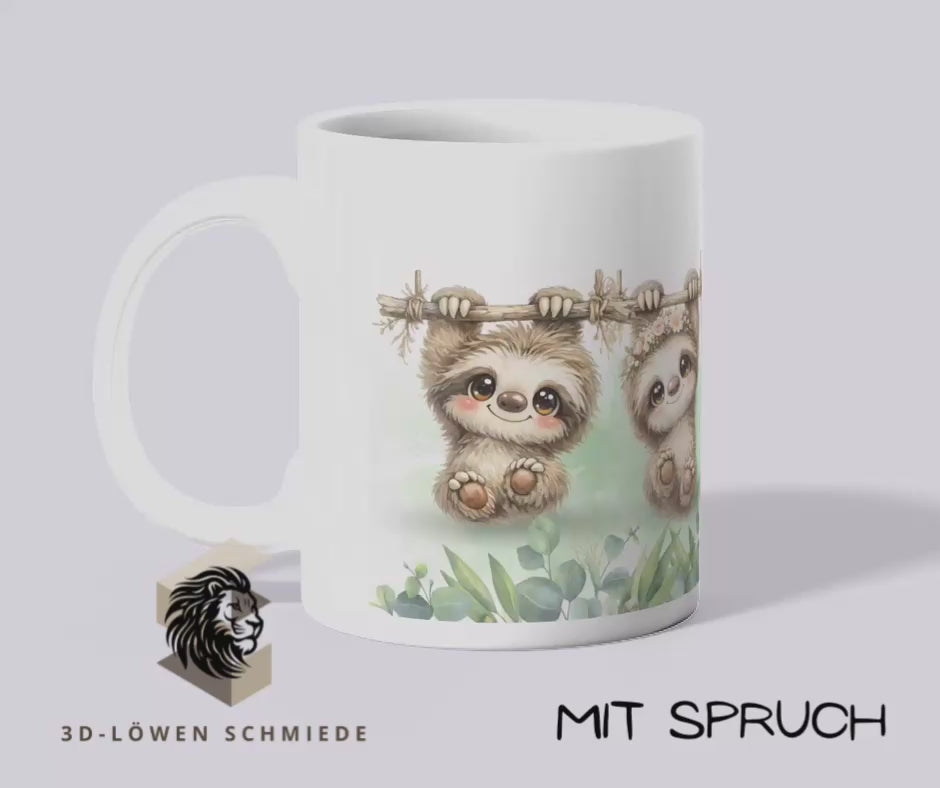 Personalisierte Faueltier Tasse mit Wunschname oder Spruch
