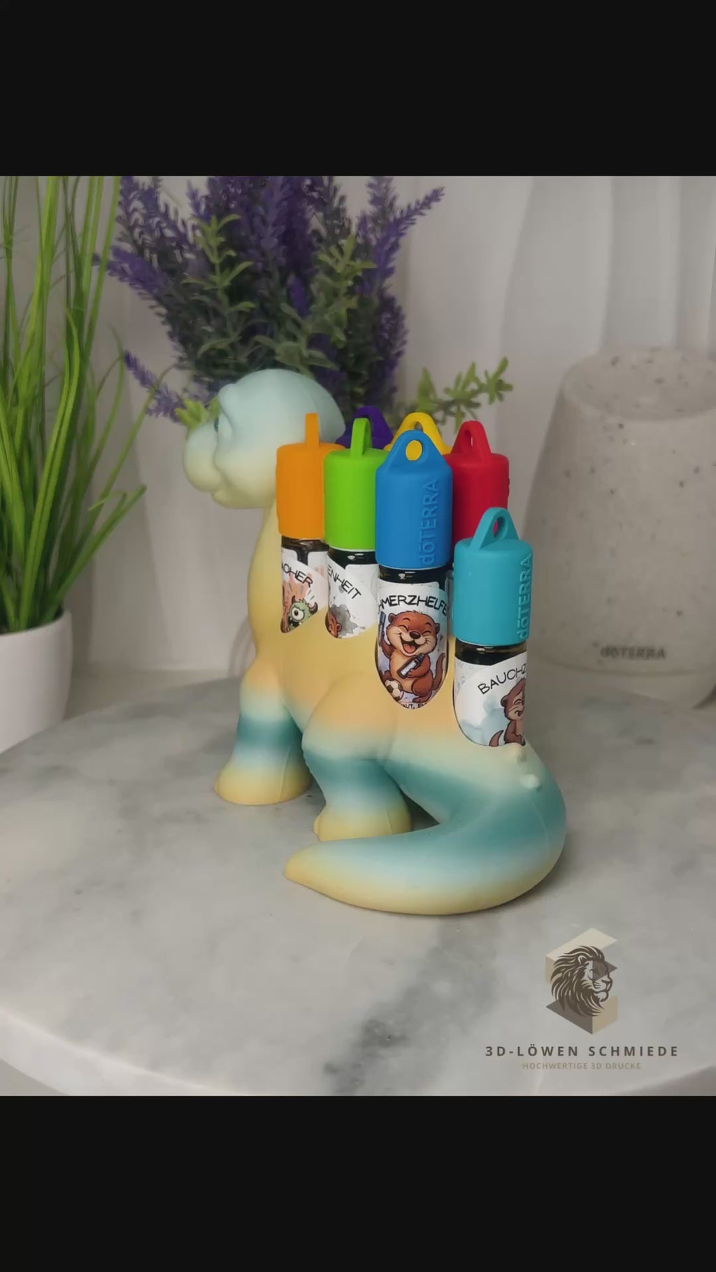 doTERRA Kids Collection Aufsteller für Ätherische Öle, Dino „Milo“ Platz für 7x 10ml Roll-Ons stilvolle Aufbewahrung, Praktisch, Einzigartig