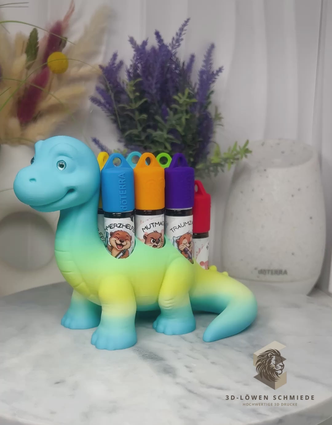 doTERRA Kids Collection Aufsteller für Ätherische Öle, Dino „Milo“ Platz für 7x 10ml Roll-Ons stilvolle Aufbewahrung, Praktisch, Einzigartig