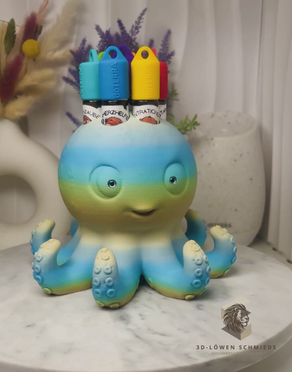 Aufsteller KidsCollection, Klecksi der kleine Oktopus Halter für Ätherische Öle Platz für 7x 10ml Roll On - Deko - Geschenk - Aufbewahrung