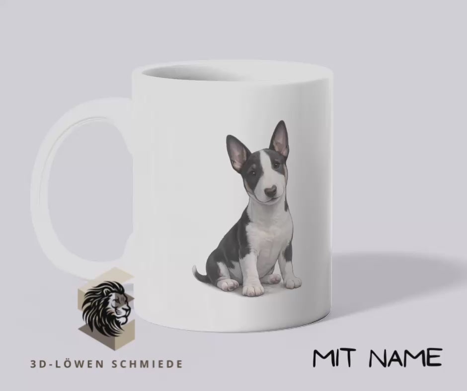 Personalisierte Miniatur Bullterrier Tasse mit Pfote & Wunschname