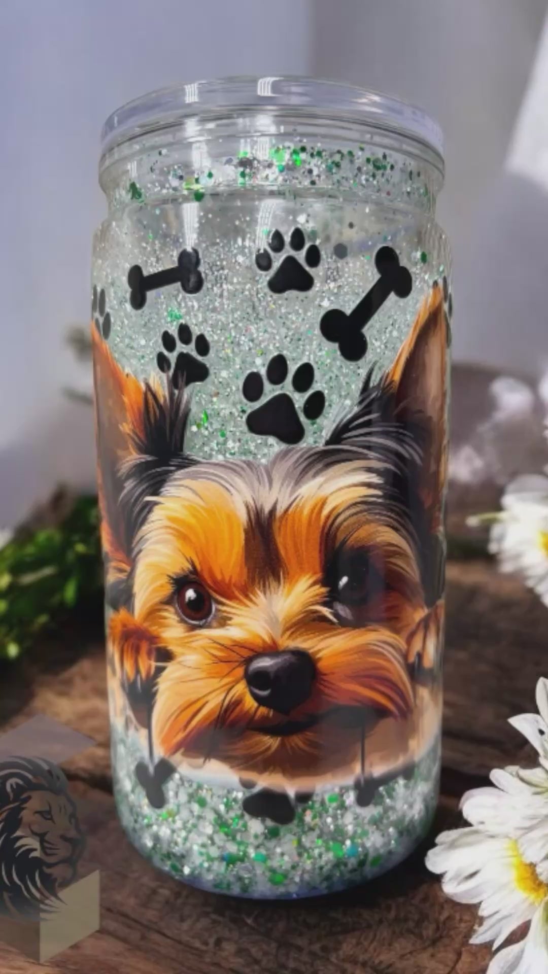✨ Glitzer Cup mit YORKSHIRE TERRIER Motiv funkelnder Glitzer -Trinkbecher