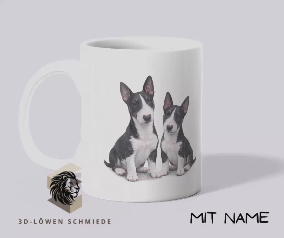 Personalisierte Miniatur Bullterrier Tasse mit Pfote & Wunschname